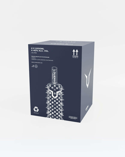 Outer carton for LOUERS vodka luminous bottle with cardboard giftbox